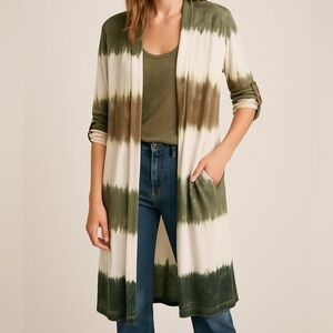 IMA Wear Fair Trade Green and Cream Tie-Dye Cardigan